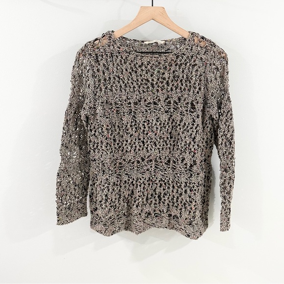 Soft Surroundings Pointelle Crochet Knit Sweater Gray Size XS Petite - Picture 2 of 6